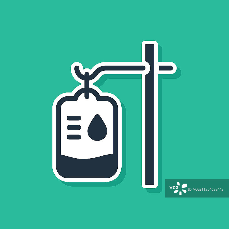 绿色背景上的蓝色输液袋图标图片素材