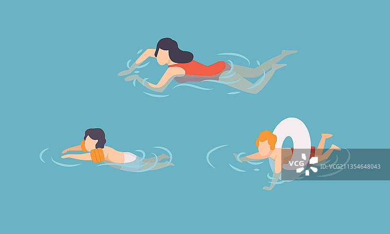 女性和孩子们戴着橡胶臂章和戒指图片素材