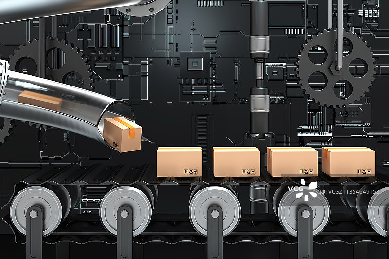 3D自动化机械手的生产线图片素材
