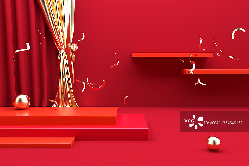 3D红色舞台图片素材