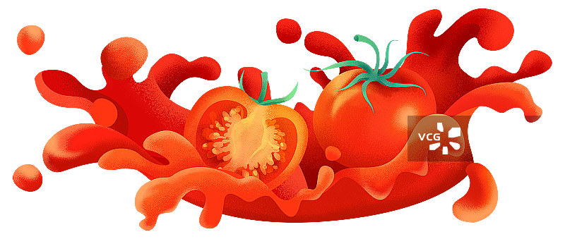 新鲜的番茄和番茄汁噪点插画图片素材