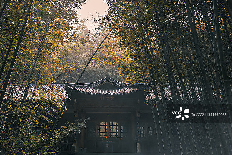秋到诗竹轩图片素材