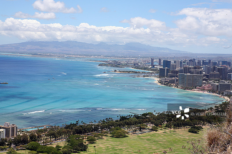 美国夏威夷州瓦胡岛，檀香山威基基海滩图片素材
