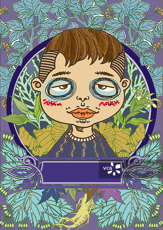 人参滋养熬夜黑眼圈不脱发装饰画图片素材