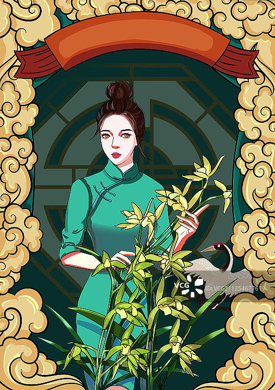 国潮风插画图片素材