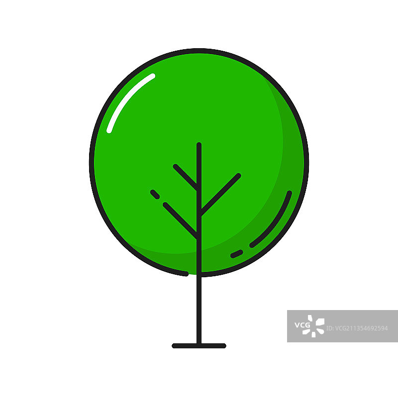 绿色树木圆形树冠轮廓森林或公园图片素材