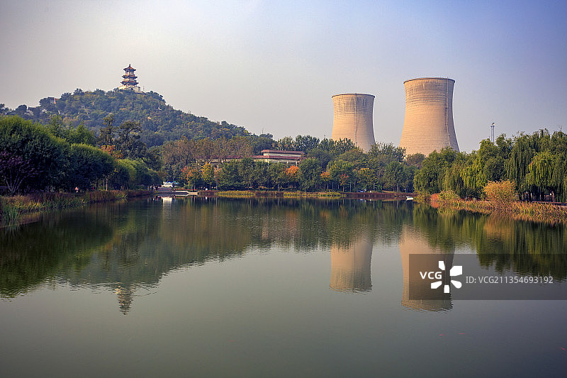 首钢，，秀池，秋天，倒影图片素材