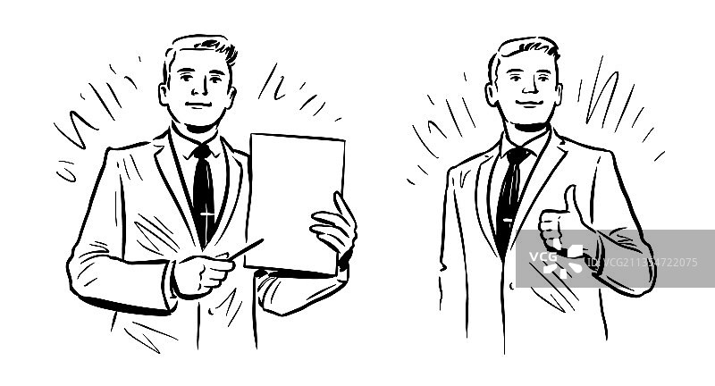 手绘素描风格的商人图片素材