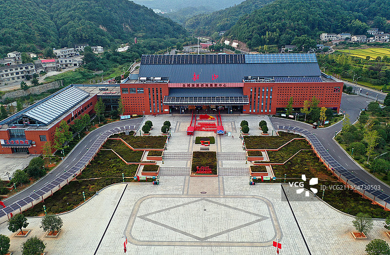 湖南省湘潭市韶山风景名胜区游客中心航拍图片素材