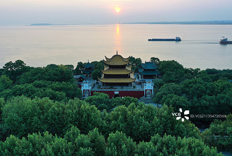 湖南省岳阳市国家重点风景名胜岳阳楼景区航拍图片素材