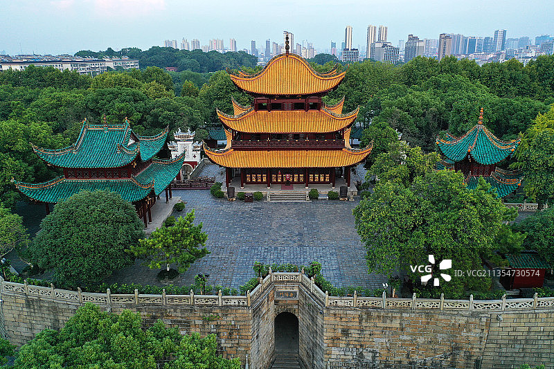湖南省岳阳市国家重点风景名胜岳阳楼景区航拍图片素材