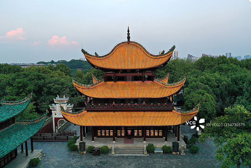 湖南省岳阳市国家重点风景名胜岳阳楼景区航拍图片素材