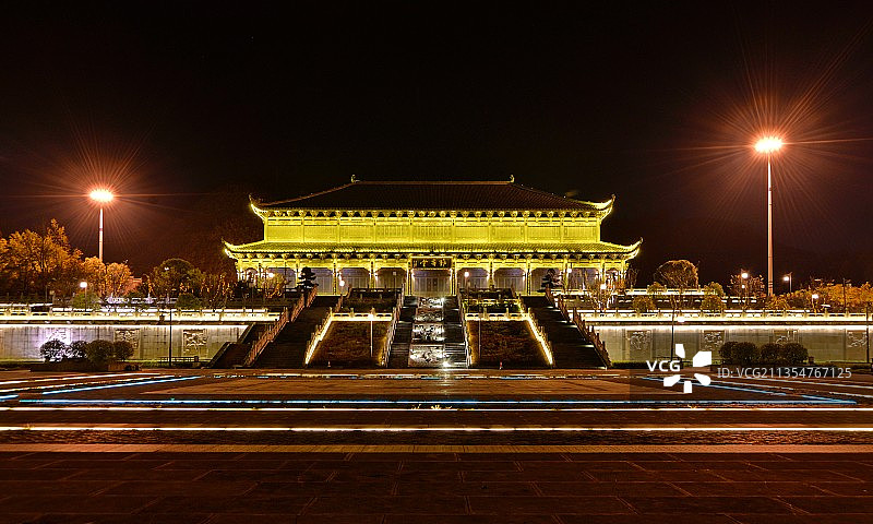 中国茶文化博览园，夜幕下的晶莹。贵州省黔南，都匀市，都匀毛尖图片素材