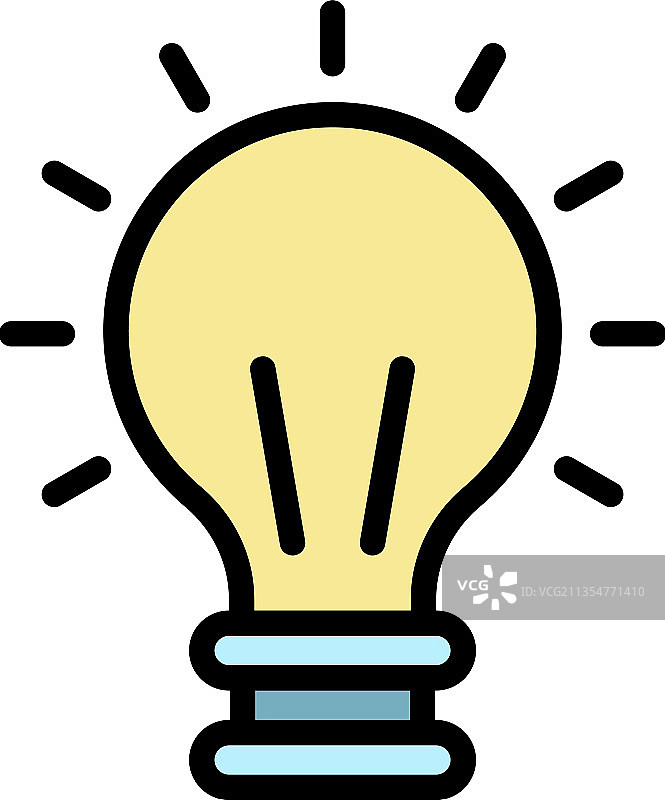 编辑灯泡创意图标颜色轮廓图片素材