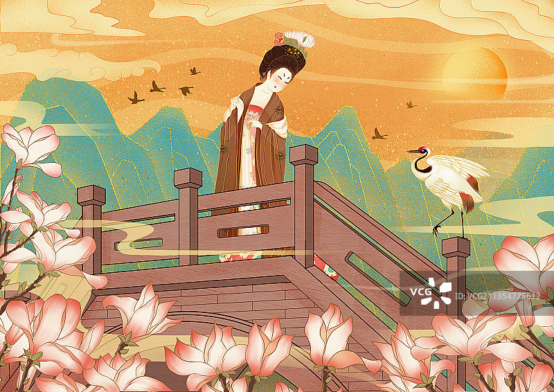 中国风仕女图图片素材