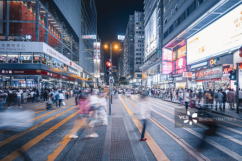 香港尖沙咀弥敦道步行街夜景图片素材