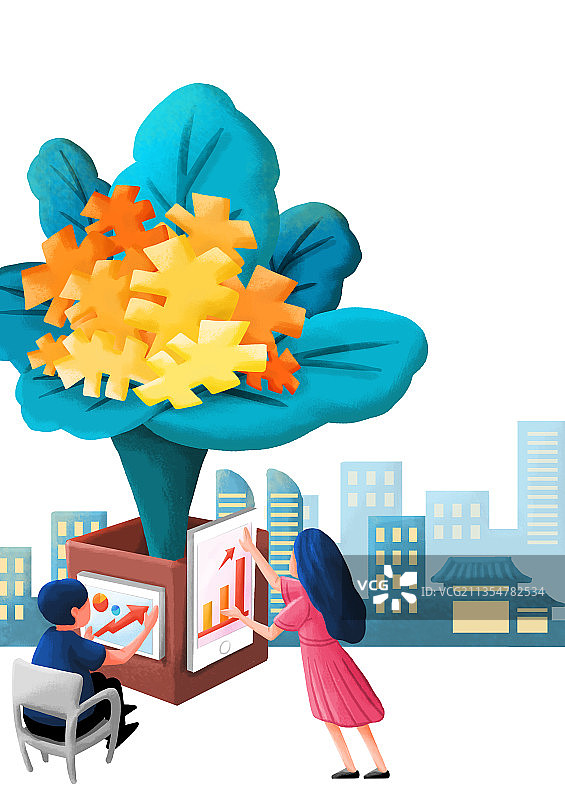 插画：家庭理财-生活更美好图片素材