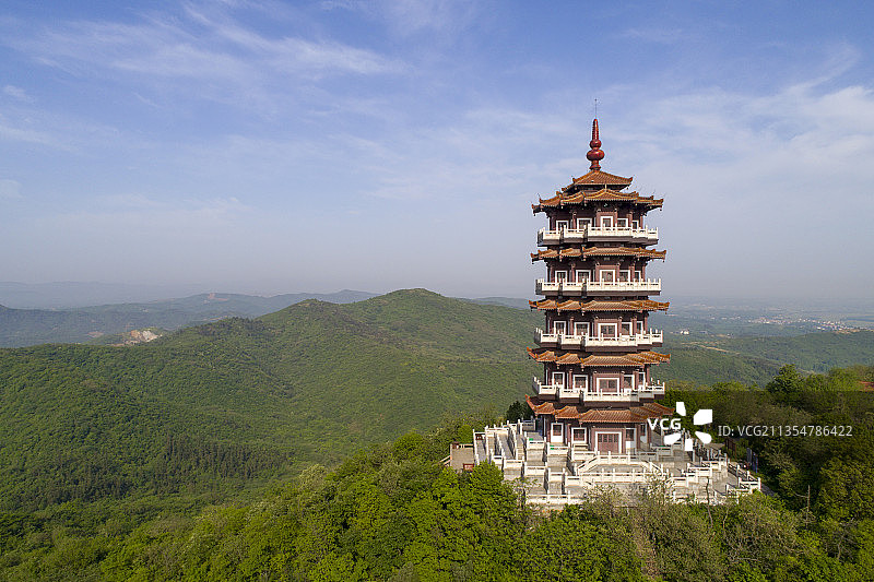 航拍襄阳古隆中风景区风光图片素材
