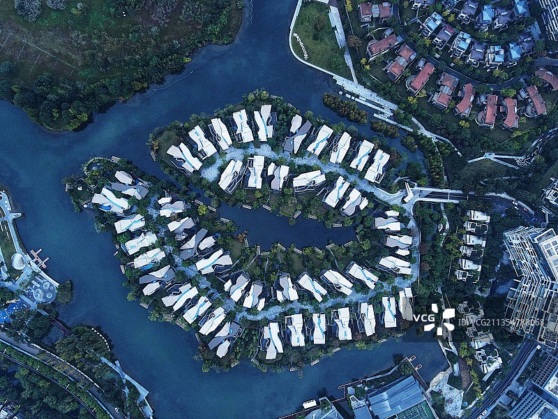 麓湖航拍风光图片素材