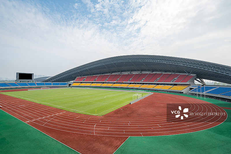 金华体育中心主体育馆看台与塑胶场地主球场图片素材