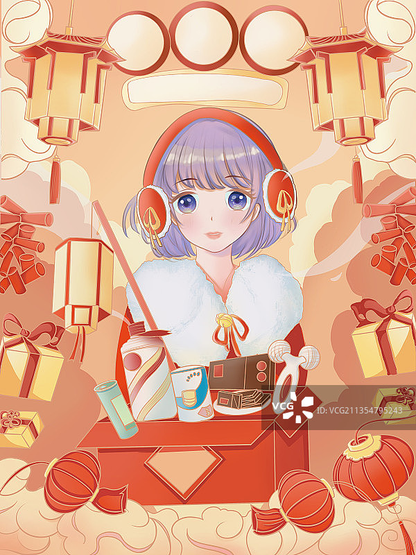 新年年货节插画图片素材