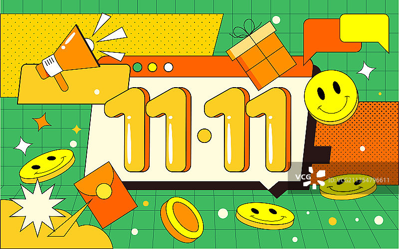 酸性笑脸表情符号活动海报电商购物促销插画图片素材