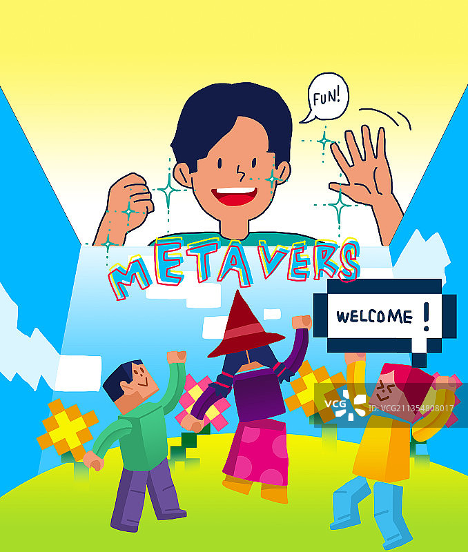 元宇宙虚拟现实抽象MZ世代插画图片素材