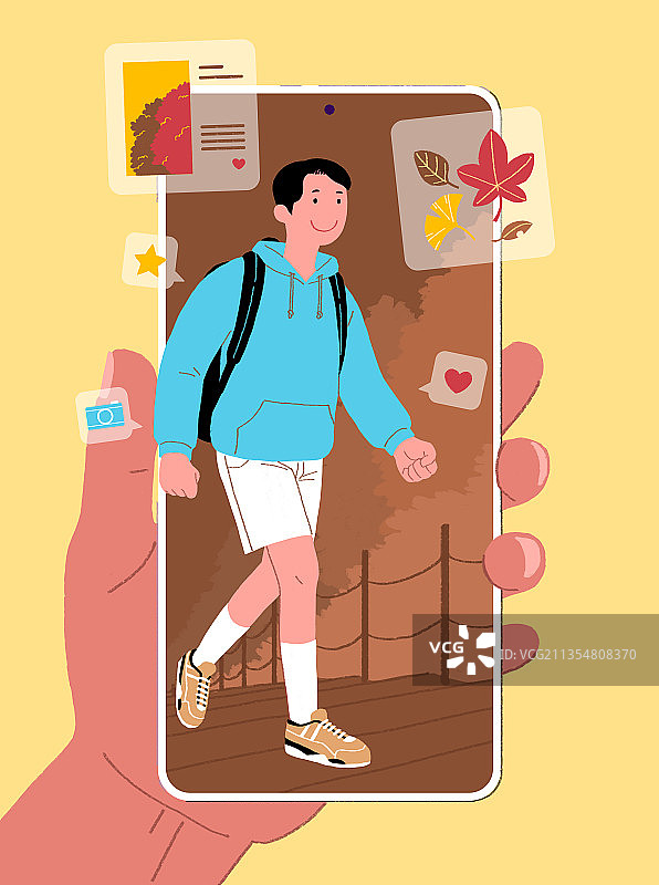 Metaverse，手机，生活方式，人物，虚拟化身，徒步旅行，俱乐部，秋季图片素材