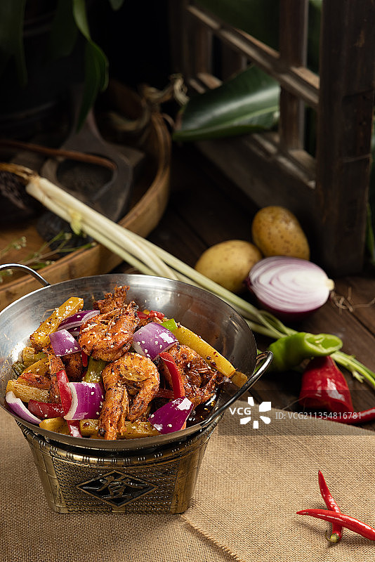 香辣干锅虾图片素材