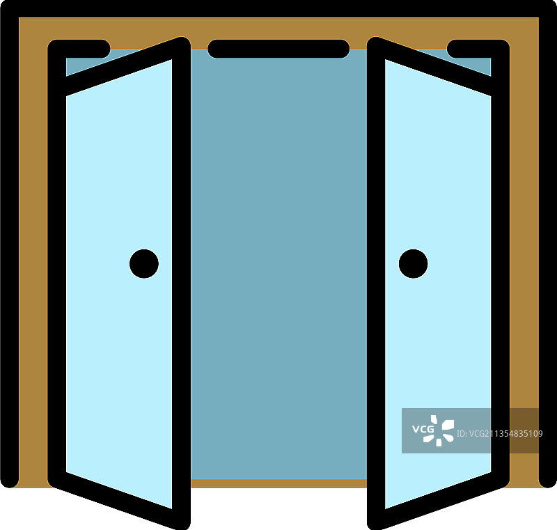 双开门户外彩色轮廓图标图片素材