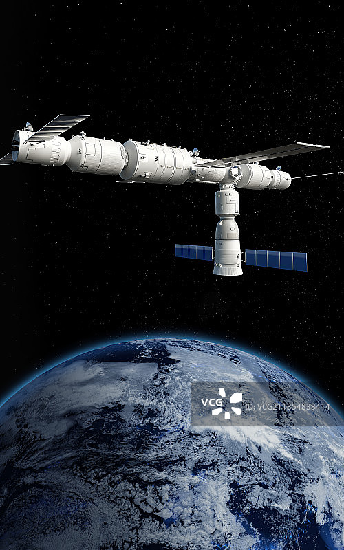 神舟十三号与天和核心舱对接，C4D软件制作图片素材