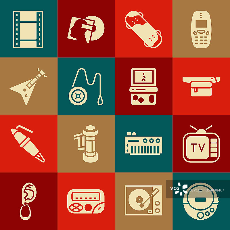 音乐CD播放器复古电视腰包香蕉套装图片素材