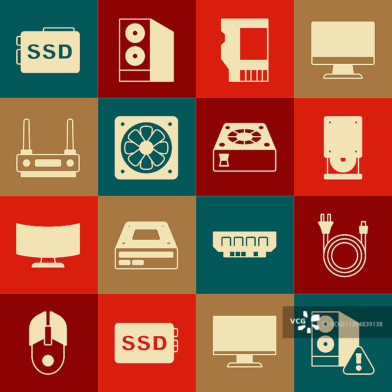 电脑电源插头光盘套装图片素材