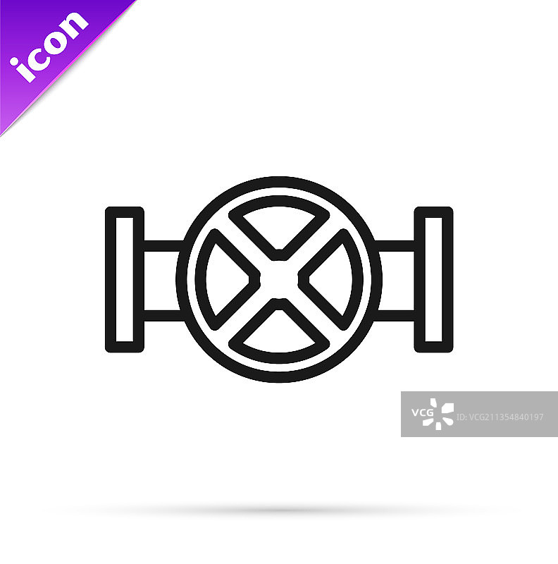 黑色线条工业金属管道和阀门图标图片素材