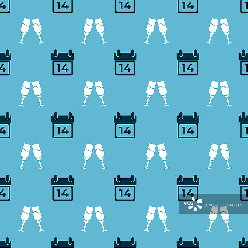 2月14日玻璃杯日历套装图片素材