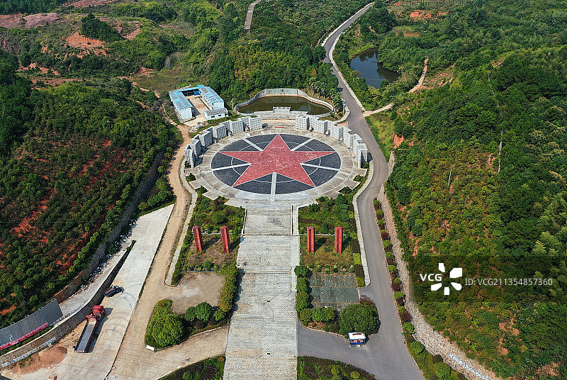 湖南省湘潭湘乡市陈赓故居大将广场航拍图片素材