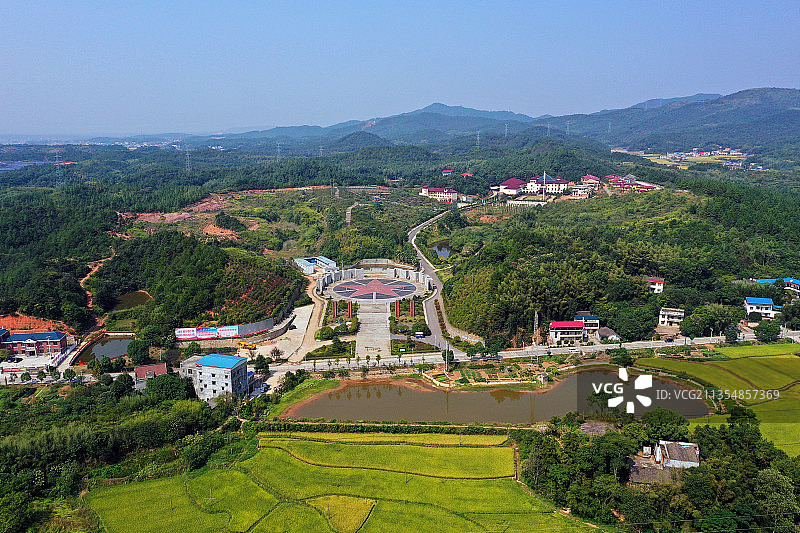 湖南省湘潭湘乡市陈赓故居大将广场航拍图片素材