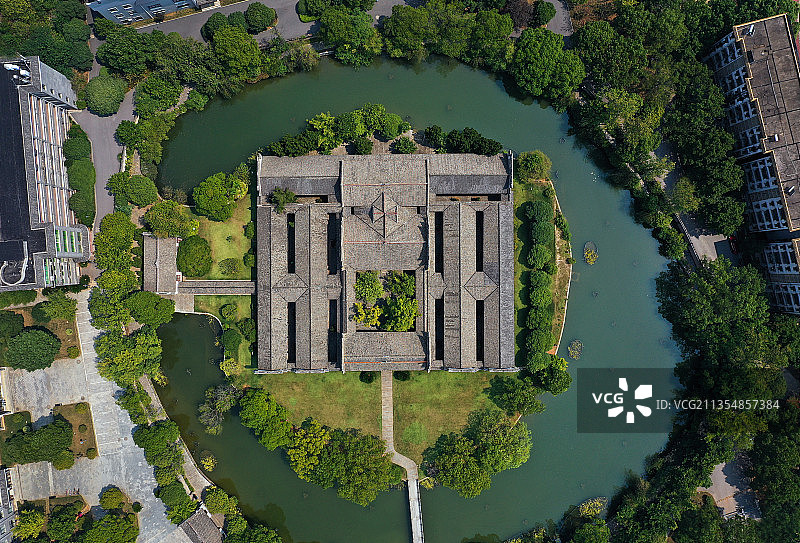 湖南省湘潭湘乡市东山书院旅游区航拍图片素材