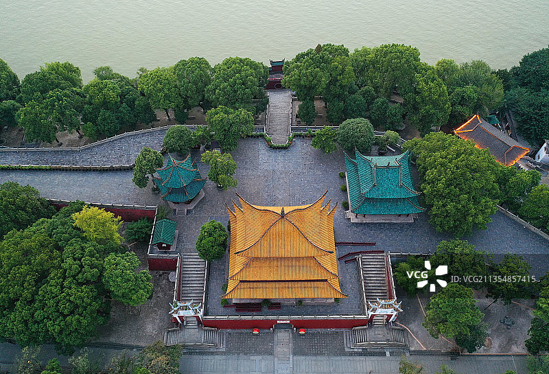 湖南省岳阳市国家重点风景名胜岳阳楼景区航拍图片素材