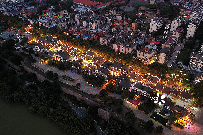 湖南省岳阳市国家重点风景名胜岳阳楼景区航拍图片素材