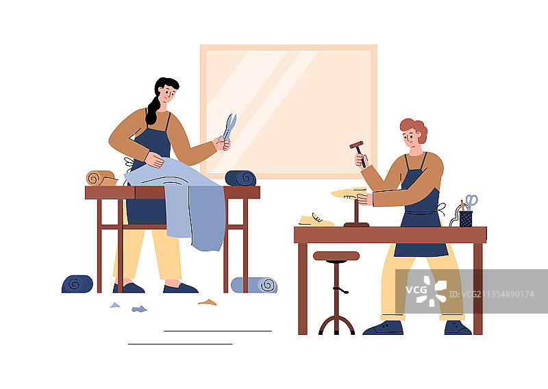 扁平风格制鞋工坊图片素材