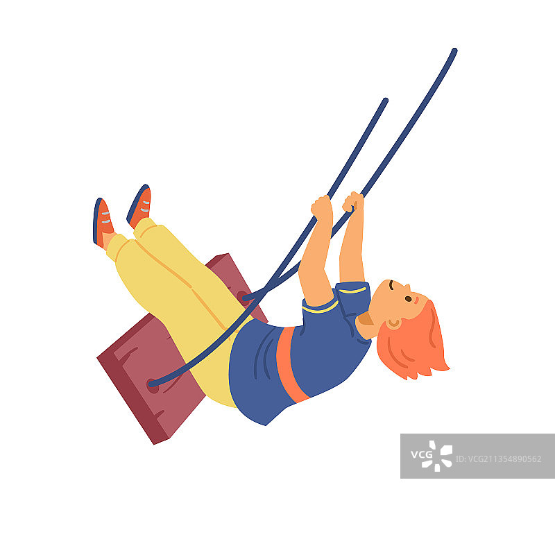 卡通人物在秋千上荡高图片素材