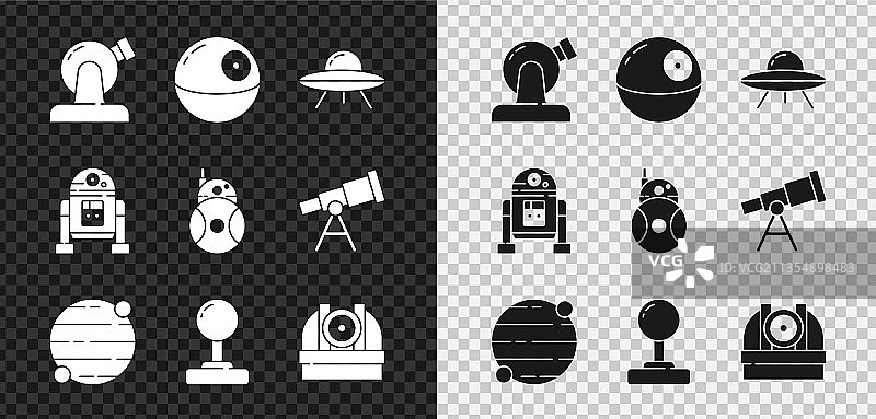 天文观测台、死星和不明飞行物图片素材