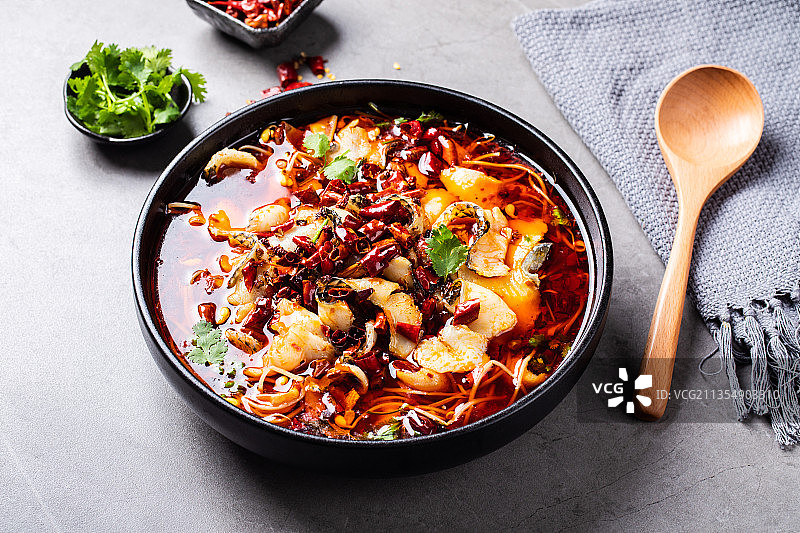 香辣沸腾鱼水煮鱼片图片素材