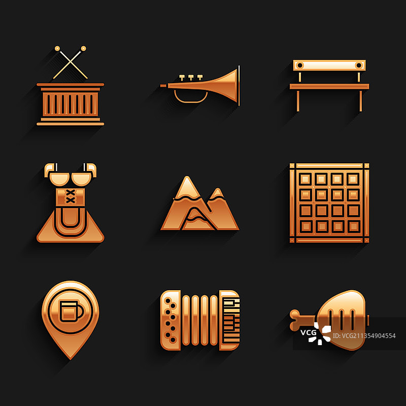 群山风琴鸡腿格子花纹图片素材