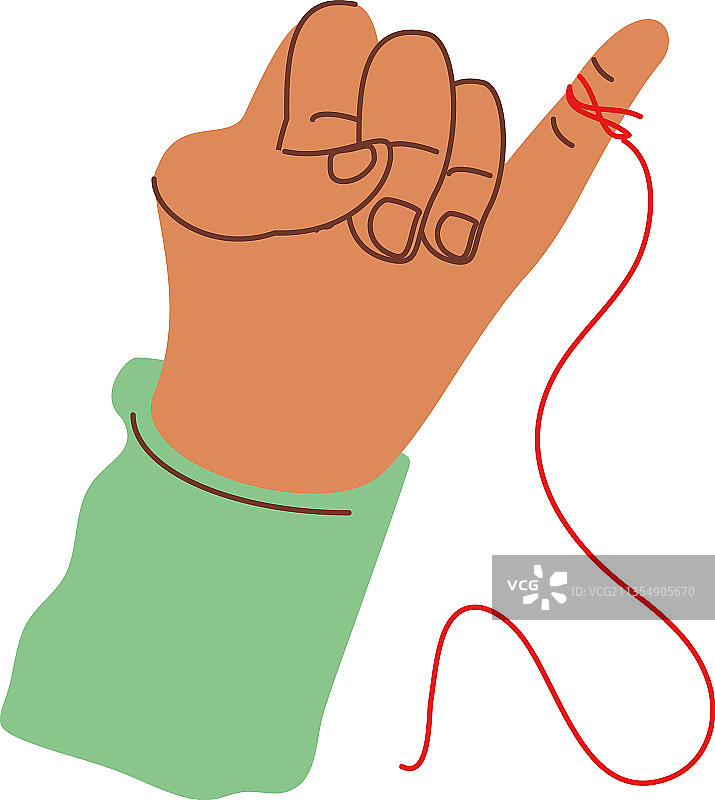 系着红线的尾指图片素材