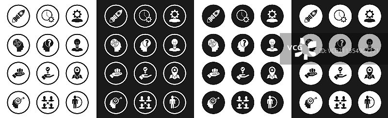 头部带齿轮的人与问号图片素材