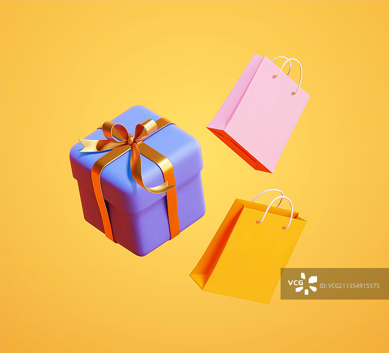 礼物盒和纸袋三维素材图片素材