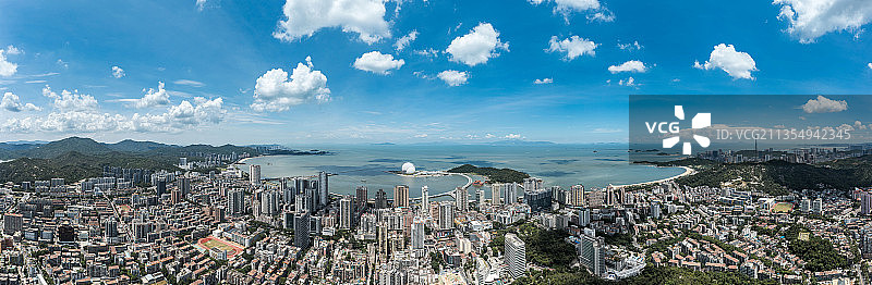 珠海香洲区城市风光天际线全景图片素材