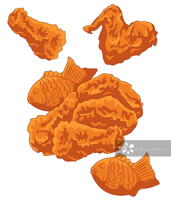 鸡翅炸鸡插画图片素材